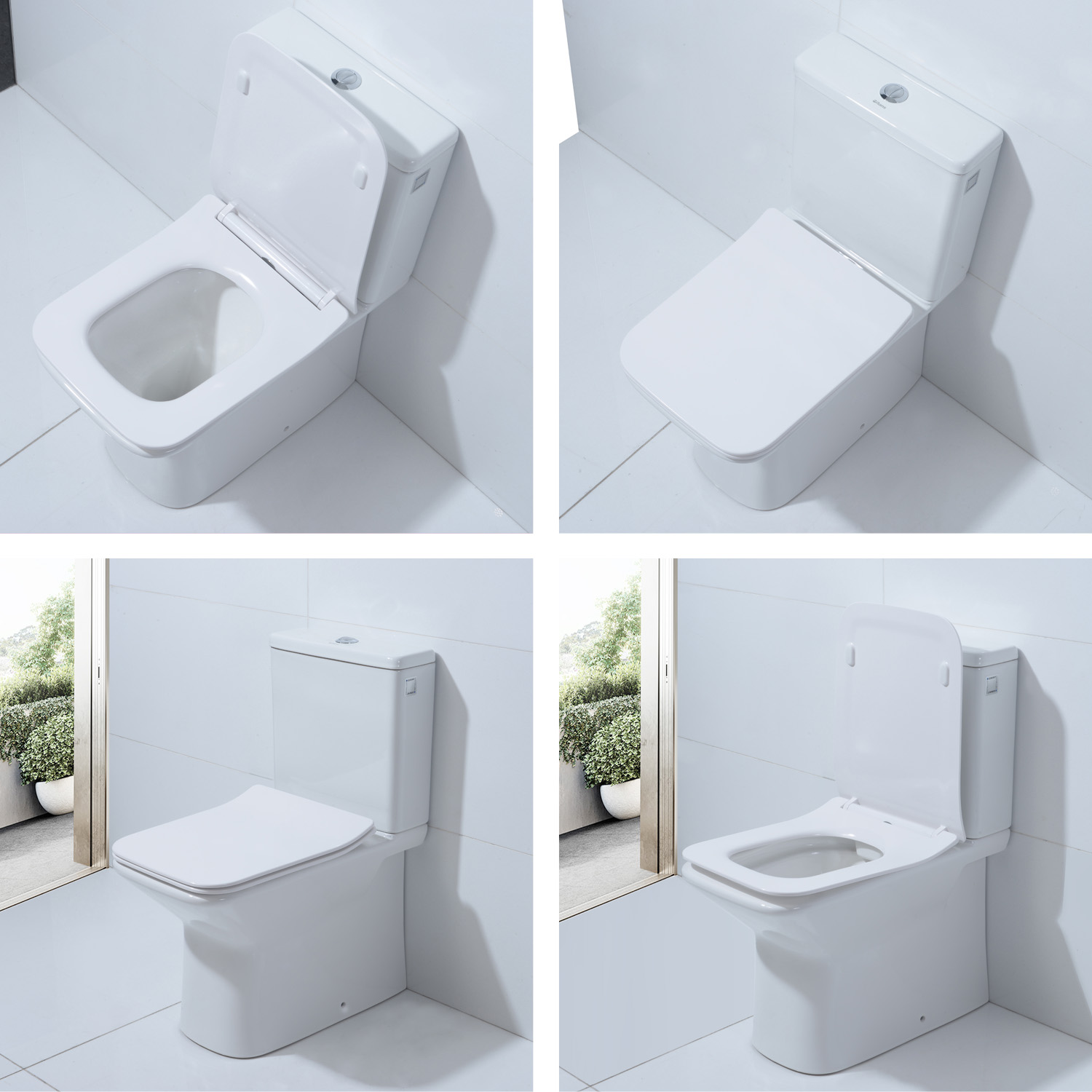 2-piece Rimless Full Back Against Wall Easy-disassembled Cover Seat Ceramic Toilet