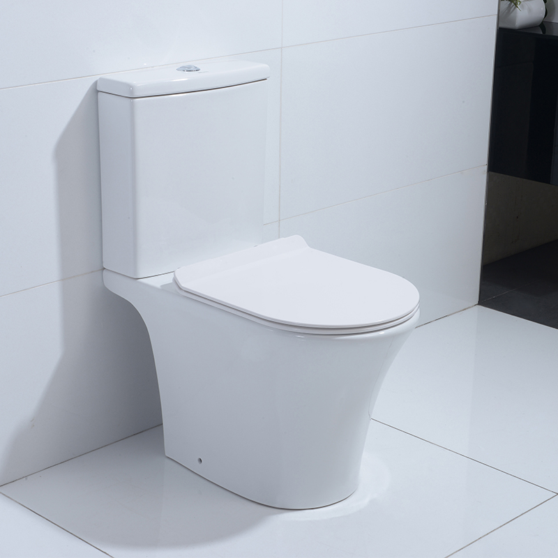 2-piece Rimless User Friendly and Double Push Buttons Water Save Ceramic Toilet