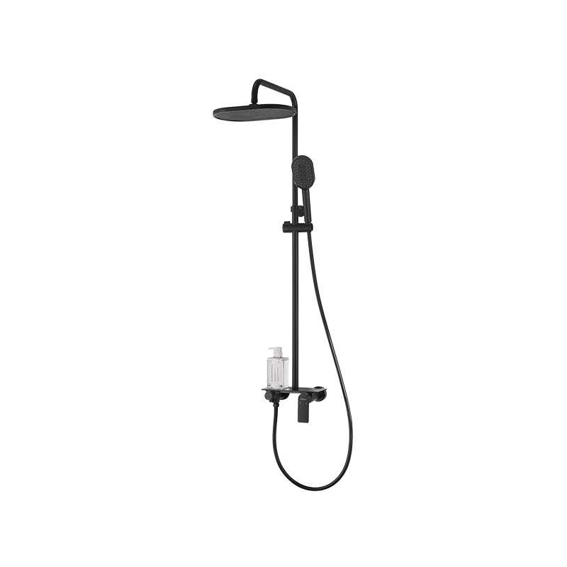 3-function Air-injected Descaling 12' Matt Black Enlarged Rotatable Rain Shower Faucet With Shampoo Holder