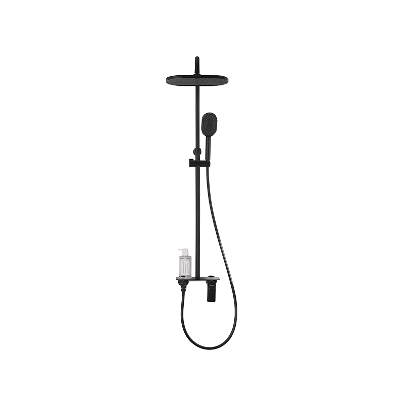 3-function Air-injected Descaling 12' Matt Black Enlarged Rotatable Rain Shower Faucet With Shampoo Holder