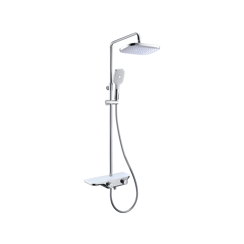 3-function Thermostatic Air Descaling Chromde Shower Faucet With Big Shampoo Holder