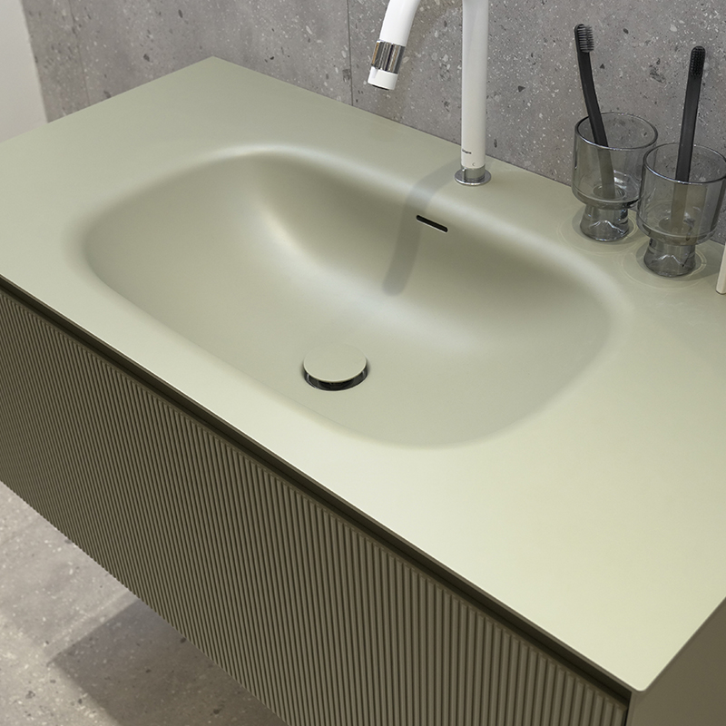 Soft Nanoscale metal one-piece integrated basin bathroom cabinet