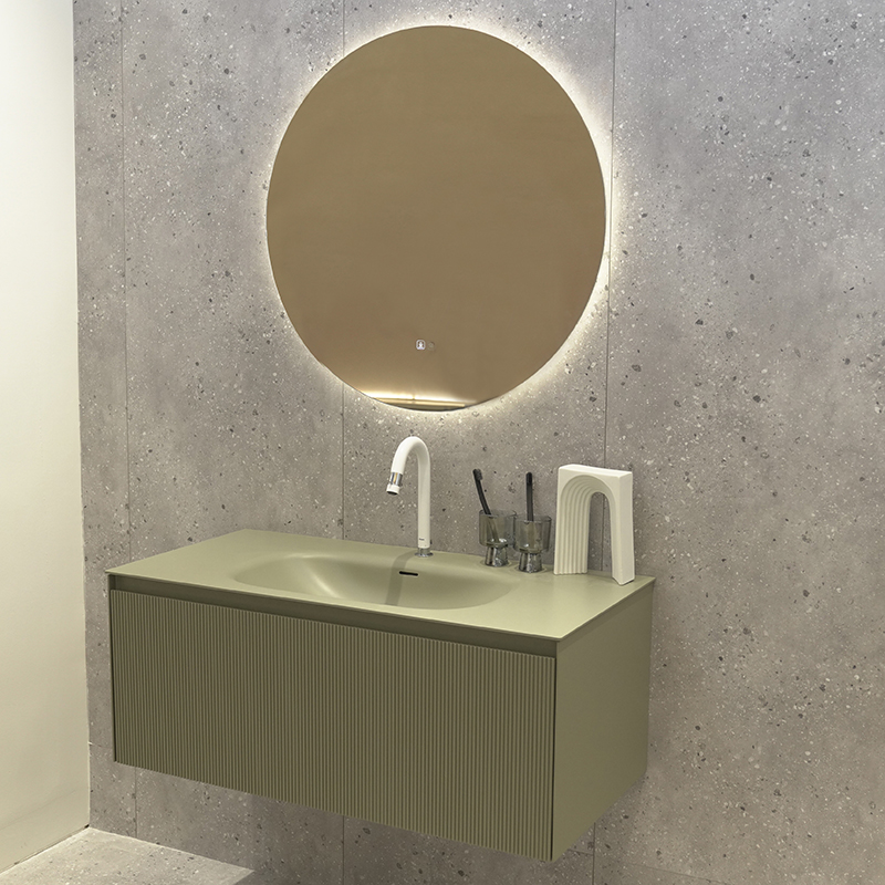 Soft Nanoscale metal one-piece integrated basin bathroom cabinet