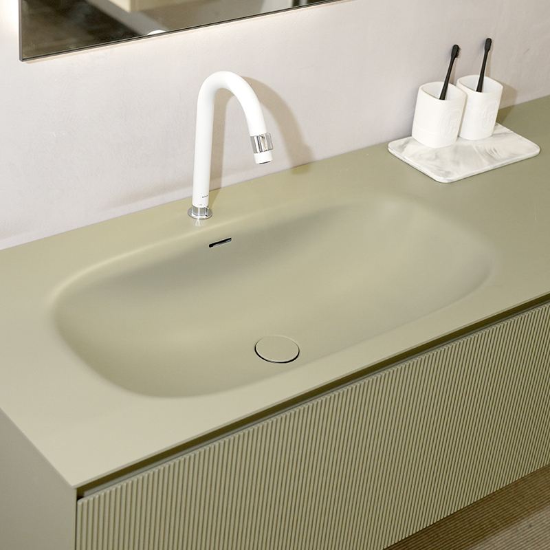 Soft Nanoscale metal one-piece integrated basin bathroom cabinet