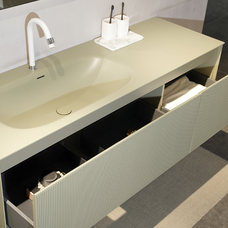 Soft Nanoscale metal one-piece integrated basin bathroom cabinet