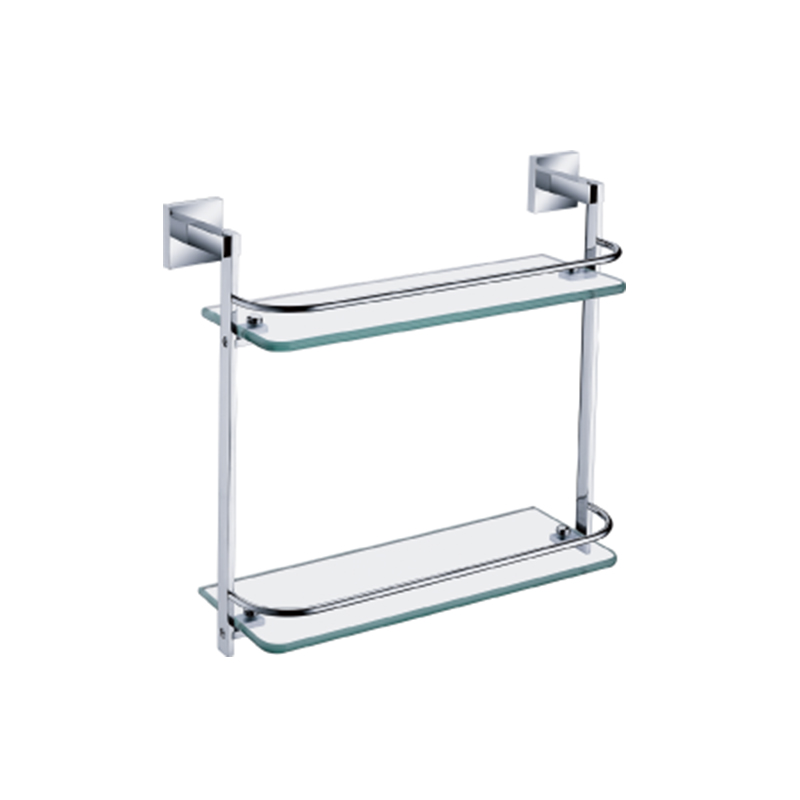 Brass Chromed Doule Layers Bathroom Shelves