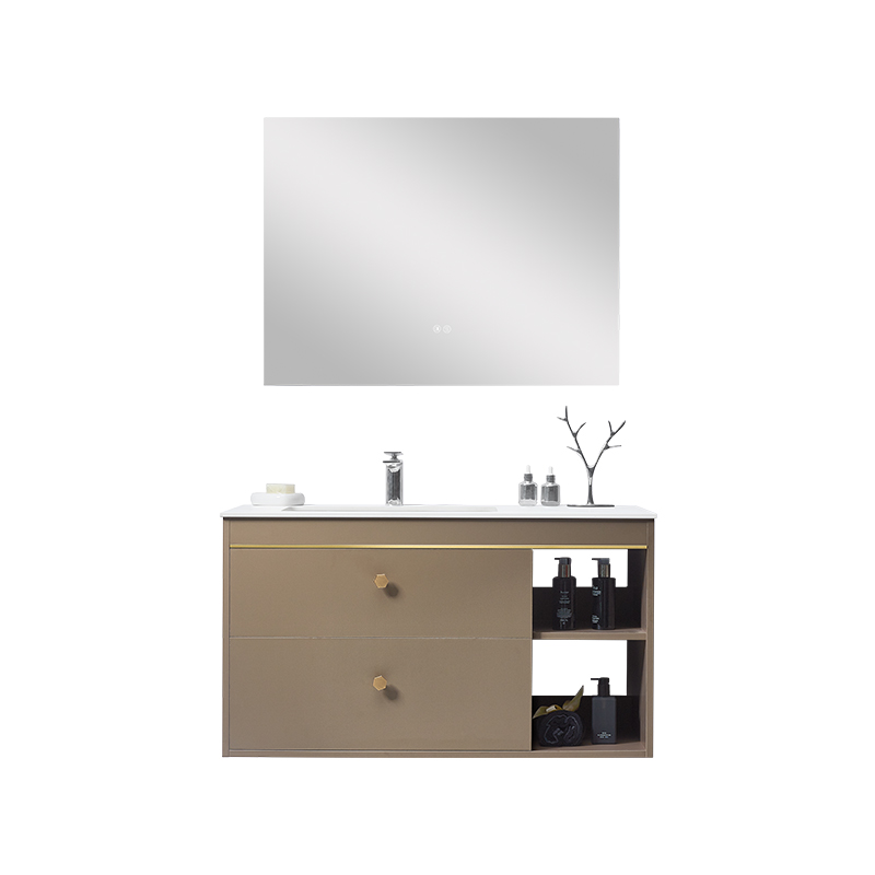 Lacquering Bathroom Cabinet with Open Shelves