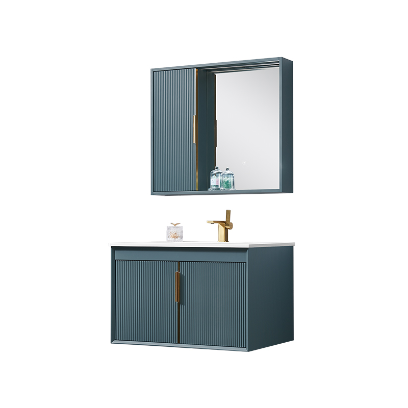 Green MDF Lacquering Bathroom Cabinet with Golden Handle