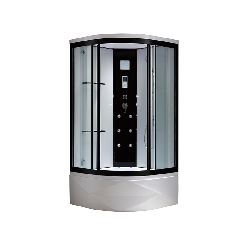 Shower Cabin with Built-in Black Glass Function Column with Touch Control Panel