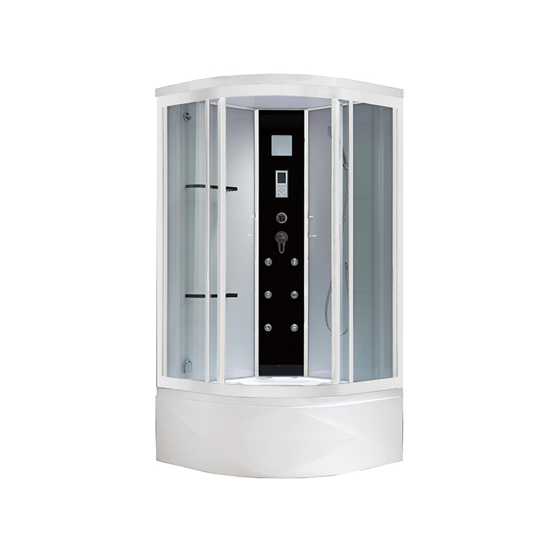 Shower Cabin with Built-in Black Glass Function Column with Touch Control Panel