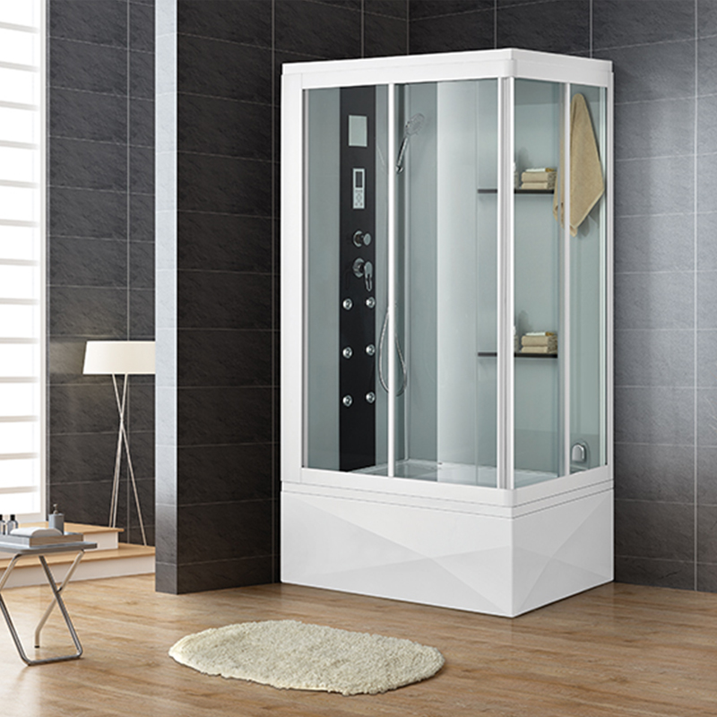 Shower Cabin with White Profile and White Pained Back Glass