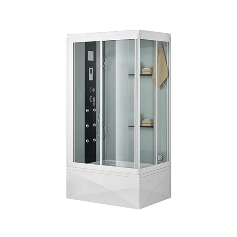 Shower Cabin with White Profile and White Pained Back Glass