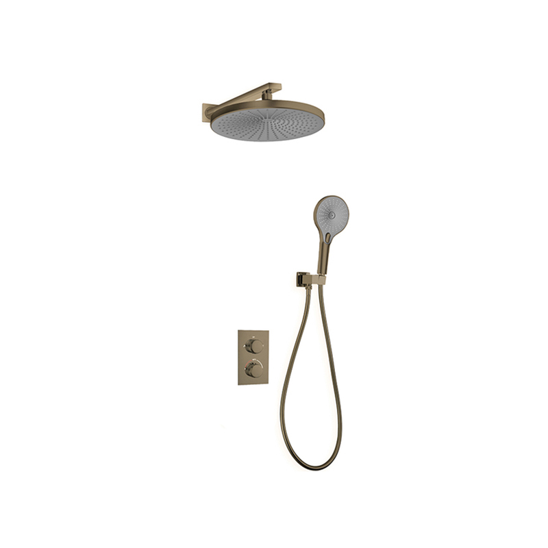 Thermostatic Wall Mounted 3-funstion Shower Set With Anti-twisted Flexible Pipe