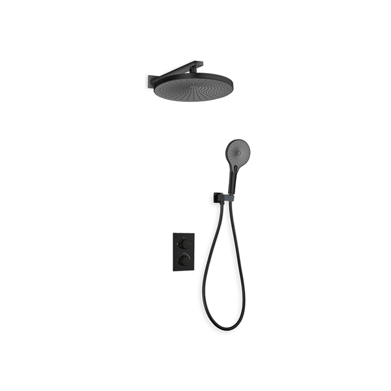 Thermostatic Wall Mounted 3-funstion Shower Set With Anti-twisted Flexible Pipe