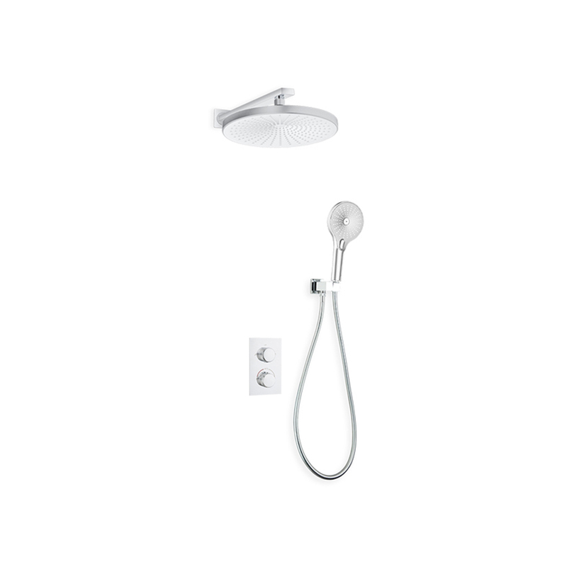 Thermostatic Wall Mounted 3-funstion Shower Set With Anti-twisted Flexible Pipe