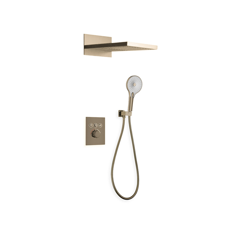 Thermostatic Wall Mounted Brass Chromed Easy Use Shower Set with Square Panel