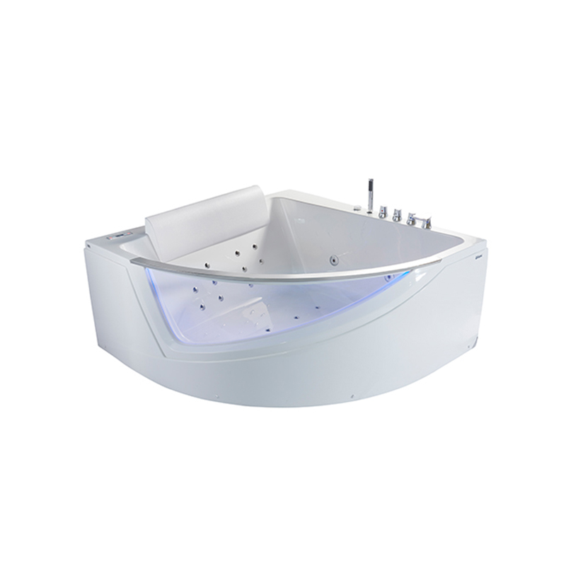 Triangle Massage Bathtub With 1pc Double-person Pillow And 7-color Led Lights