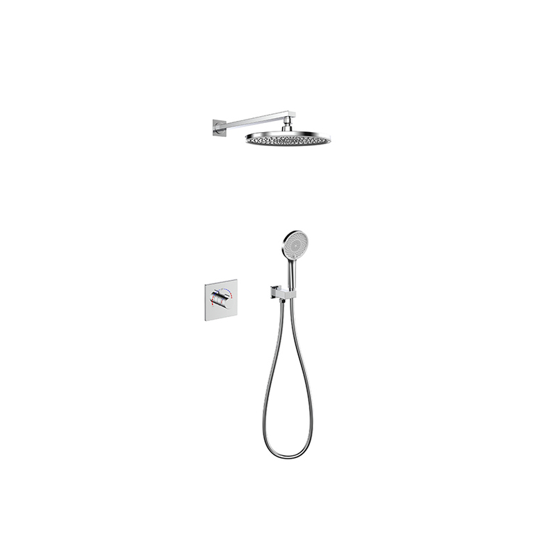 Wall Mounted High Quality Cartridge Chromde Shower Set with Squre Panel